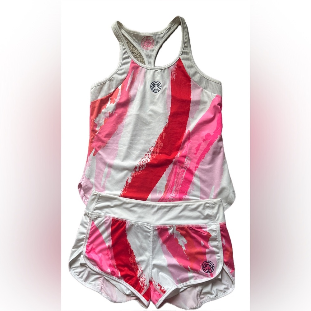 BIDI BADU Pink and Red Athletic Tank and Shorts Set